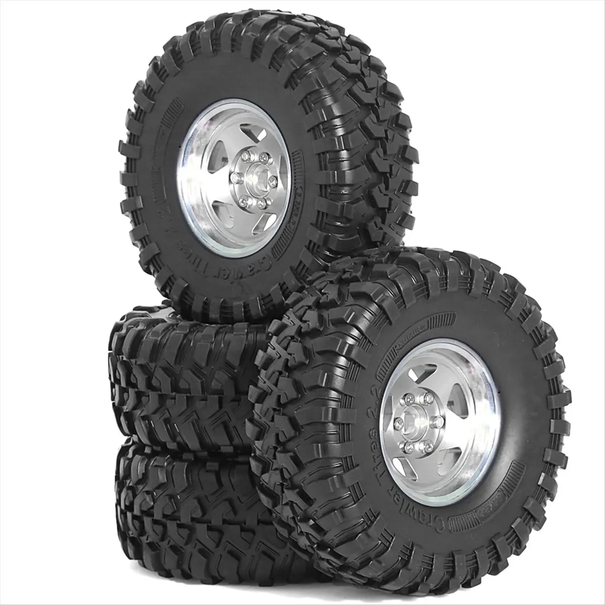 New arrival 4Pcs 135mm Metal 2.2In Beadlock Wheel Rim Tire Set for 1/10 RC Crawler Car SCX10 Wraith RR10 Capra TRX4 B