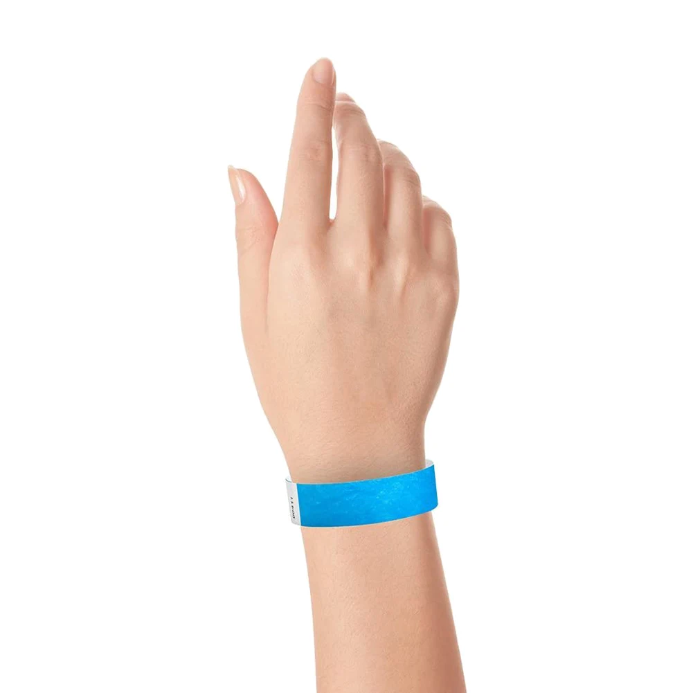 A95G 500 Pcs Paper Wristbands Neon Event Wristbands Colored Wristbands Waterproof Paper Club Arm Bands (Blue)