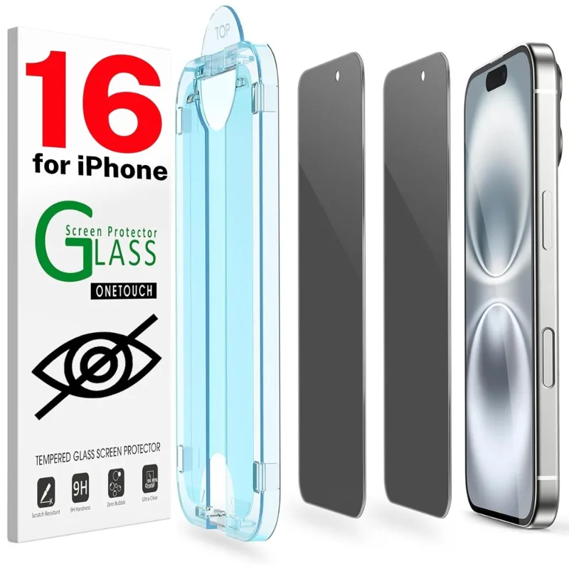 

1/2PACK Privacy Tempered Glass Screen Protector for IPhone 16Pro Max 16Plus 16Pro 16 Anti-Spy Dust Installation Protector