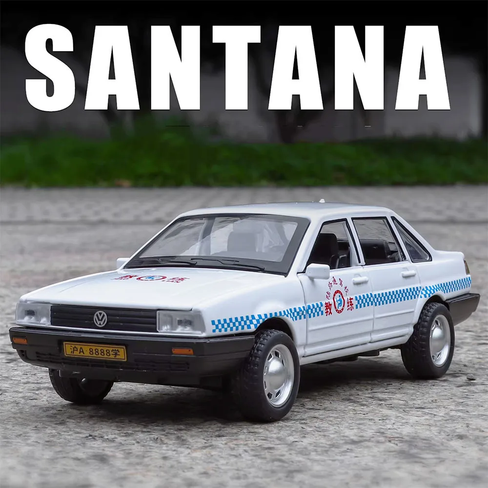 

1:32 Santana Coach, полицейская миниатюрная модель автомобиля, игрушка из сплава, литой под давлением звук, свет, амортизация, откат для детей, развивающие игрушки
