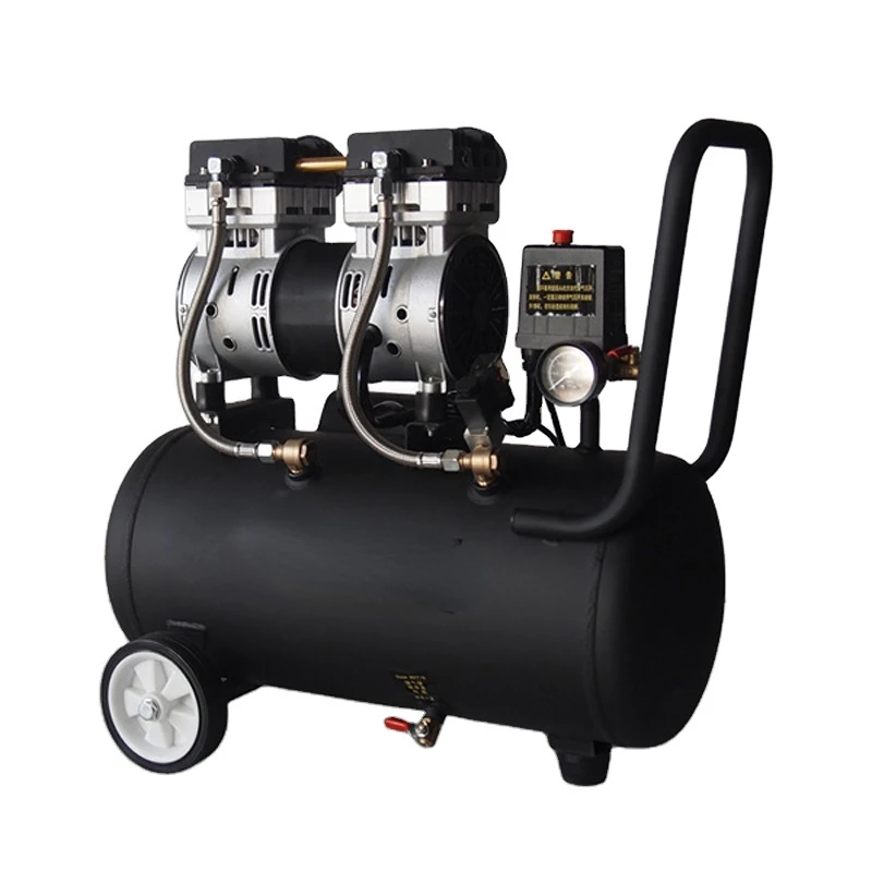 800W 30L Black Air Compressor With Two Intake Pipes For OCA Lamination Machine Air Supplying