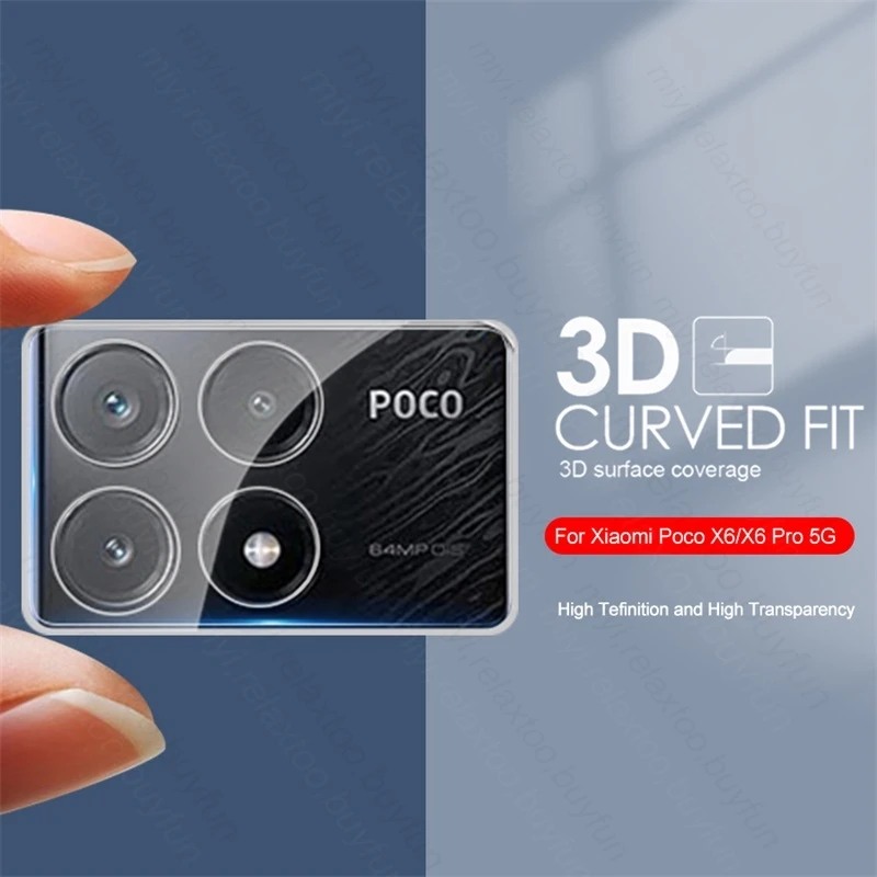 3D Curved Tempered Glass Camera Lens Film For Xiaomi Poco X6 Pro Camera Protective Glass Little Poko X6Pro X 6 Pro PocoX6Pro 5G