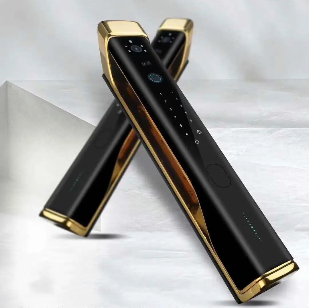 QLEUNG S915MAX Smart Wifi APP باب ببصمة الإصبع تلقائي مع بطاقة مفتاح كلمة المرور لباب الألومنيوم