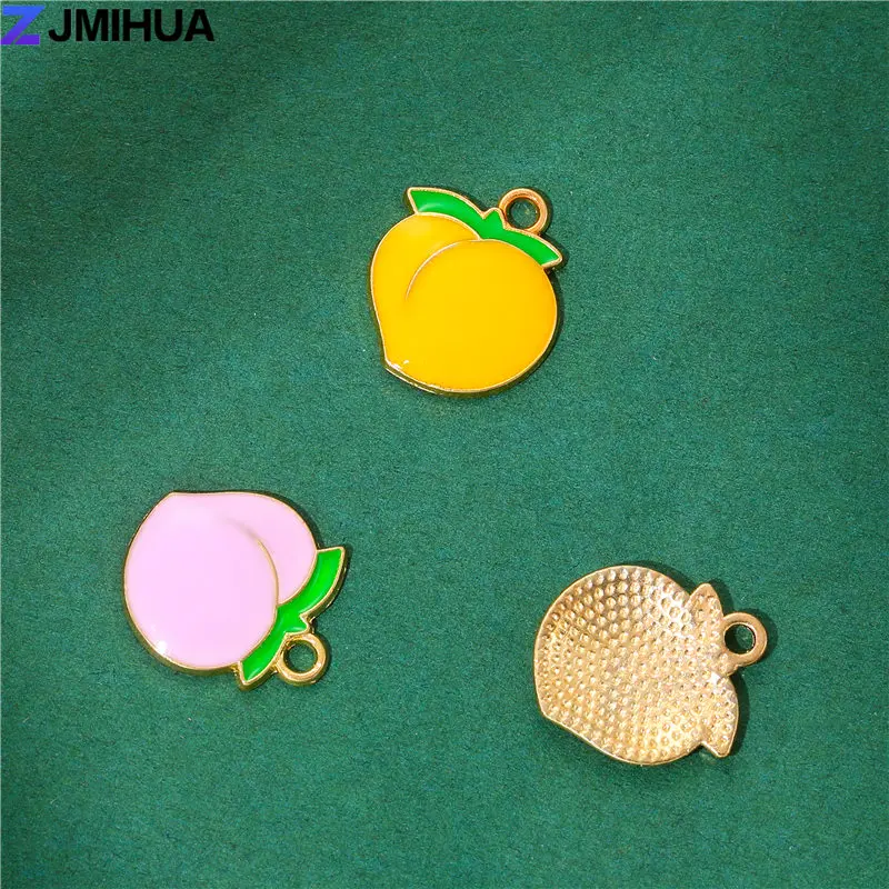 15pcs Enamel Charms Peach Apple Charms Pendants For Jewelry Making Findings Supplies DIY Handmade Earrinsg Bracelets Accessories