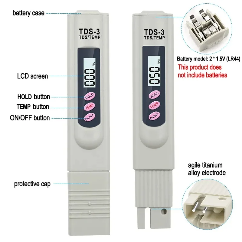 Portable LCD Digital TDS Water Quality Tester Water Testing Pen Filter Meter Measuring Tools Accessory For Aquarium Pool