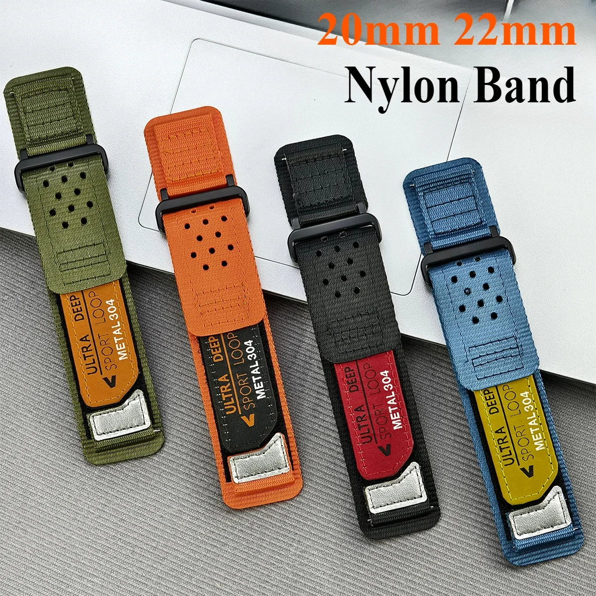 20mm 22mm Nylon Band For Samsung Galaxy Watch6 Classic 47mm For Tactical Strap For Huawei GT4 Pro 46mm For Huami/Xiaomi/ticwatch