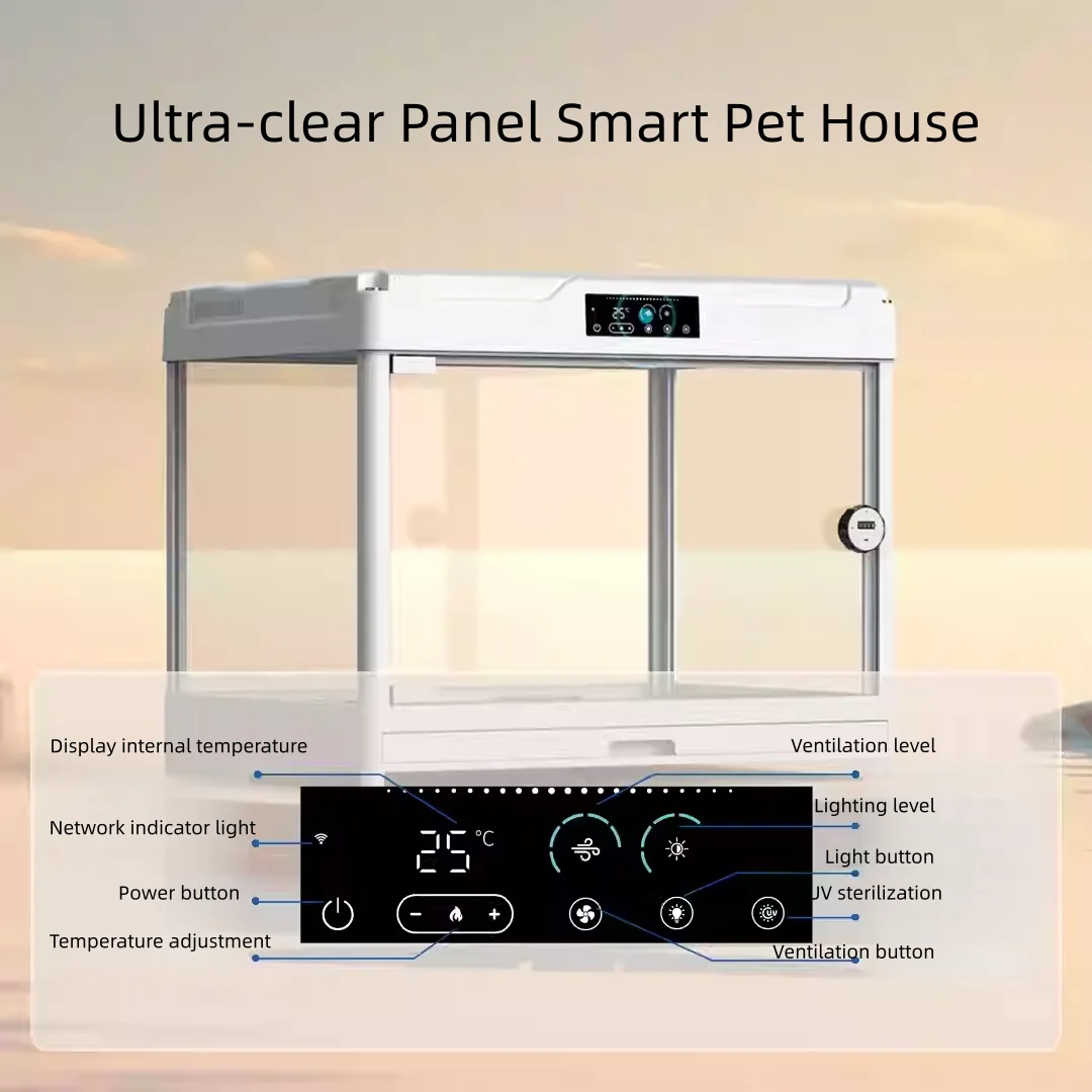 USMILEPET Luxury Glass Smart Pet Cabin Multifunctional Heating & Atomization Physiotherapy Pet House with Live Display