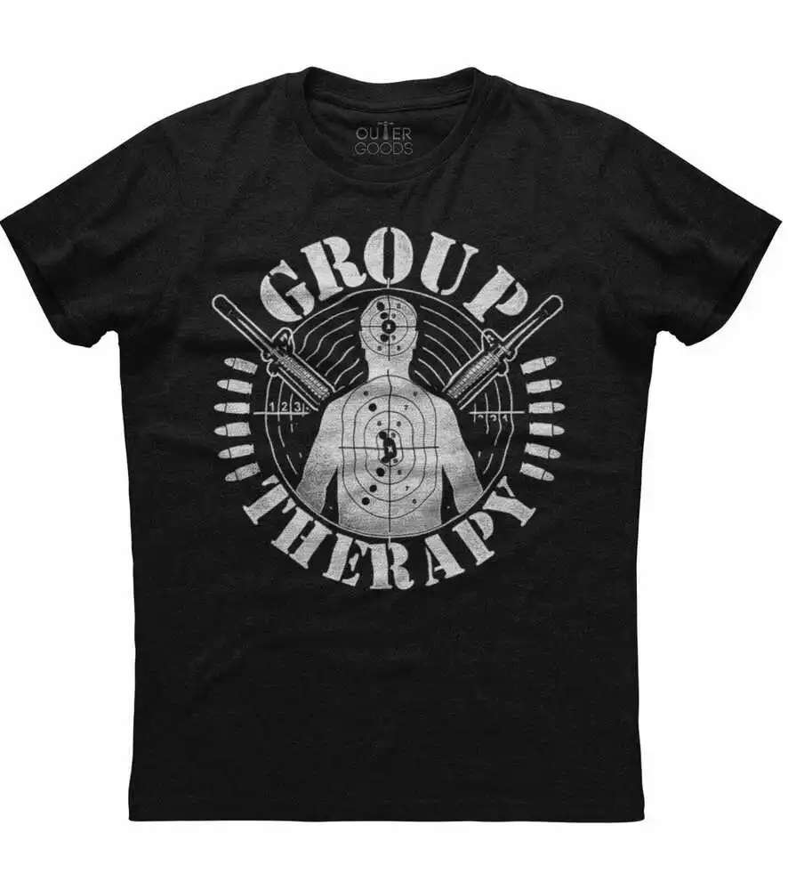 Group Therapy, Bullet Printed Men's New Patriotic Trending Black T-shirtHigh quality 100% cottonUnisex T-shirts for Men Women Su