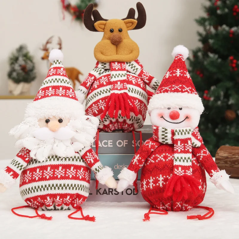 

Christmas Decorations Candy Bag Drawstring Design Doll Apple Gift Bag Christmas Snowman Santa Elk Bear New Year Socks Ornament