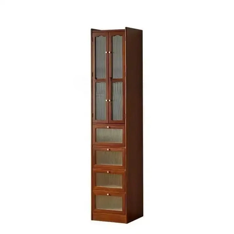 multifunctional ultra-narrow storage glass door household multi-layer drawer locker living room door locker