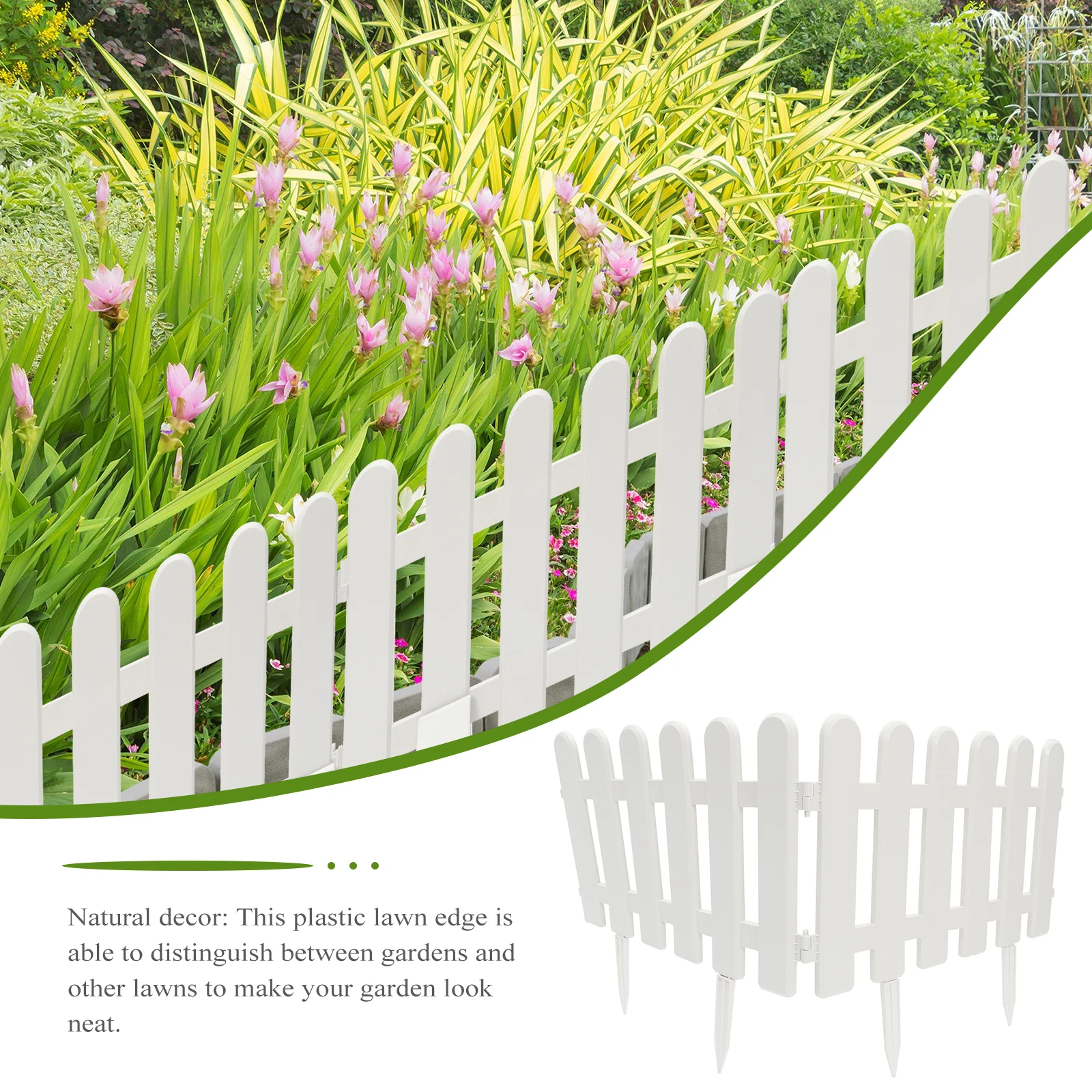 

2pcs White Garden Fence 50x30cm Plastic Miniature Fences Sturdy Round Stakes Landscape Decoration Christmas Tree