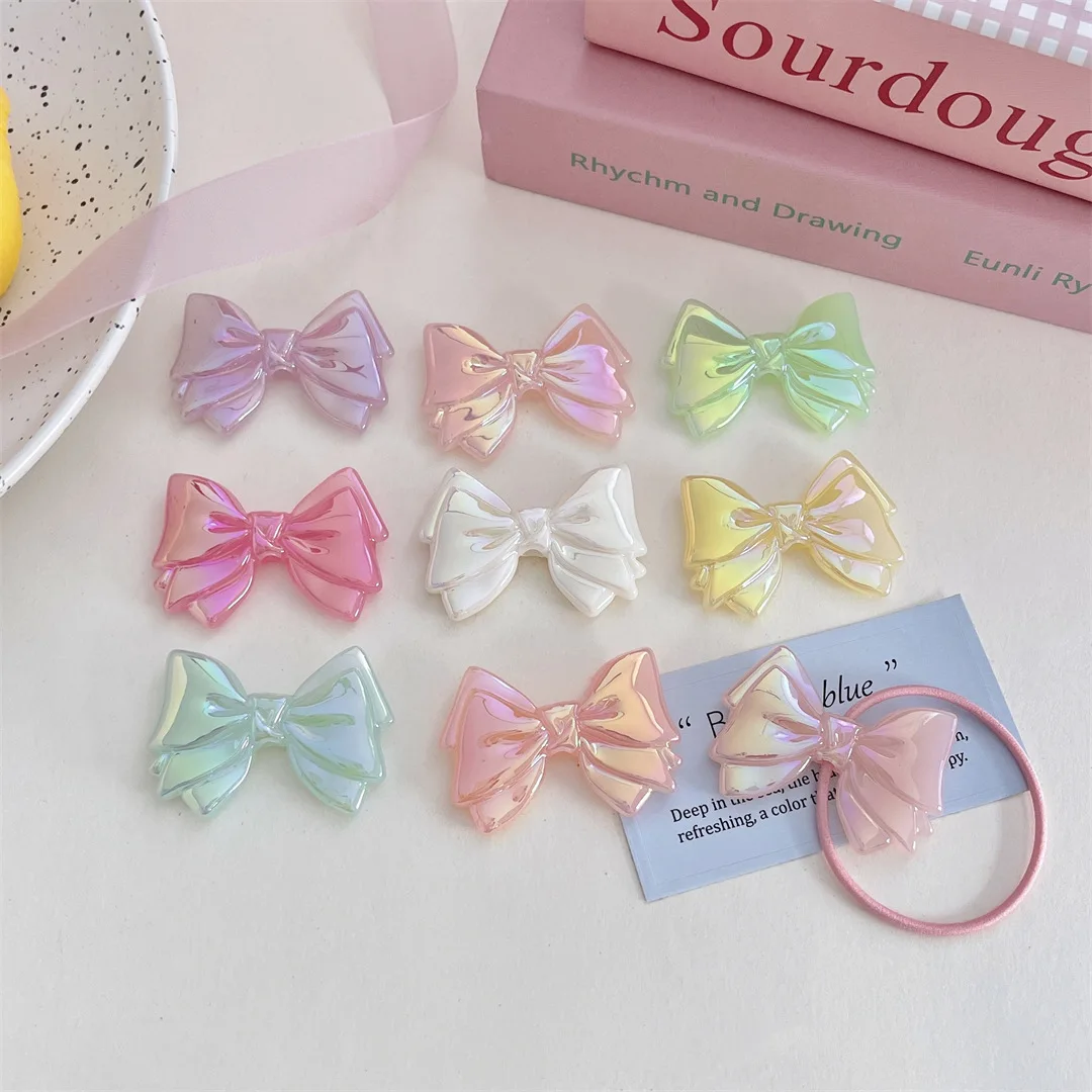 10pcs/pack UV plated jelly double layer bow beading DIY handmade beads loose pen mobile phone chain jewelry accessories