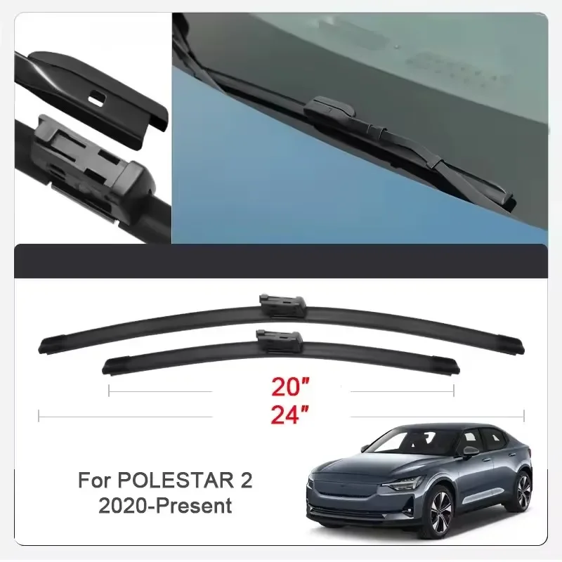 

2PCS Car Wiper Blades for POLESTAR 2,4 Front Windscreen Windshield Double Rubber Car Accessories