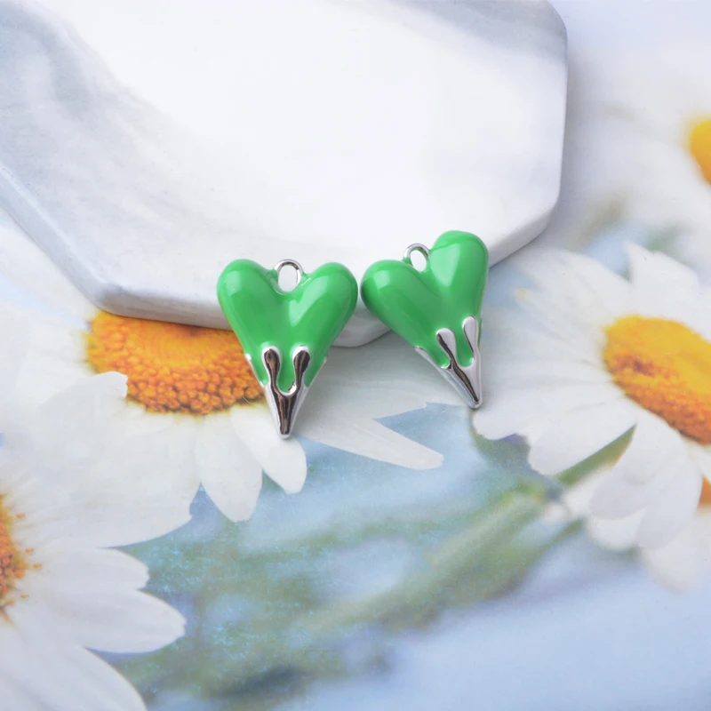 2 Stück Kupfer beidseitig emaillierte Luxus-Herzanhänger, 18k vergoldet, für Damen-Halsketten, Ohrringe, Liebesanhänger, DIY-Schmuckzubehör – Detail 17