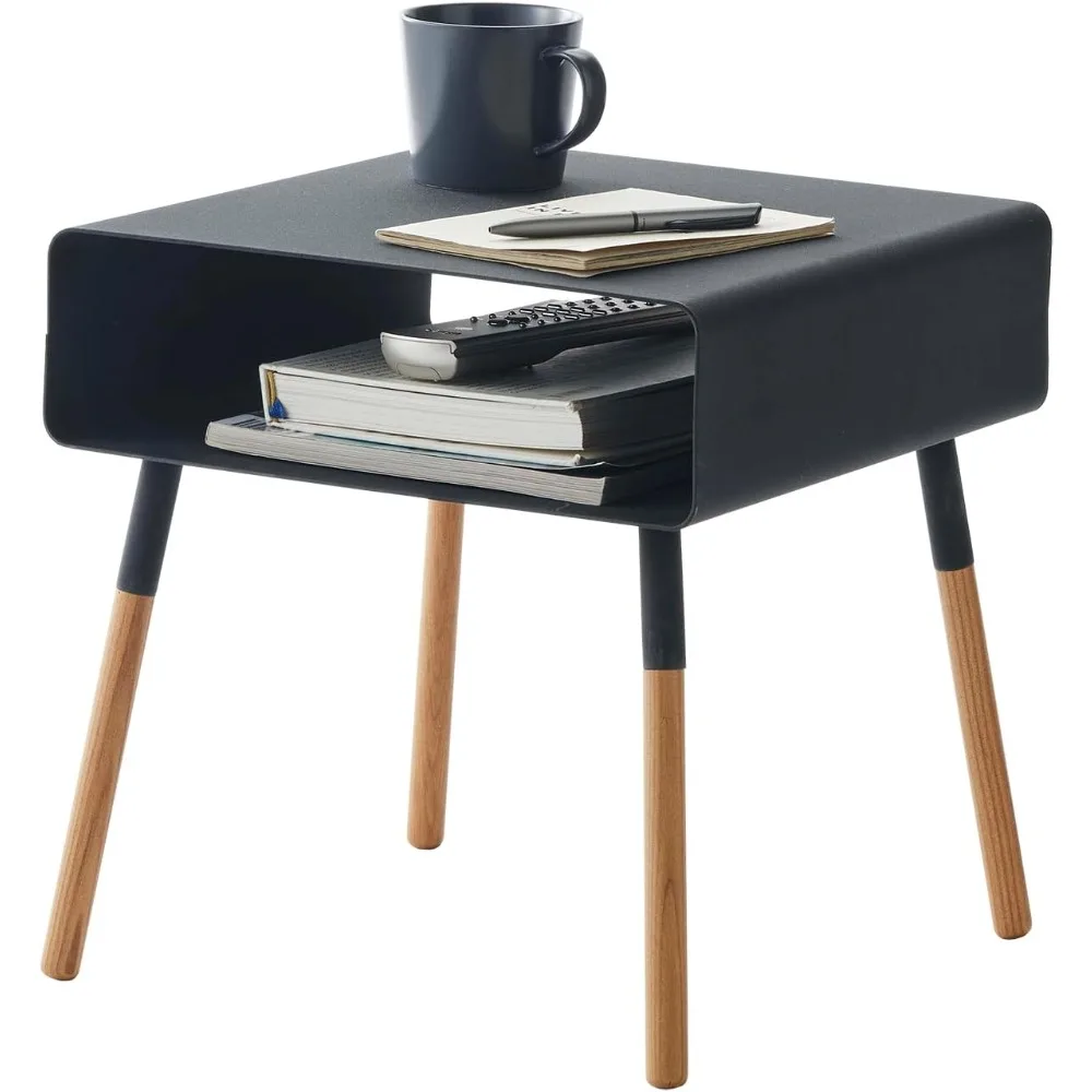 Home Plain Side Table With Open Storage Shelf, Rectangular Accent Space Saving Living Room Bedroom Couch End Table