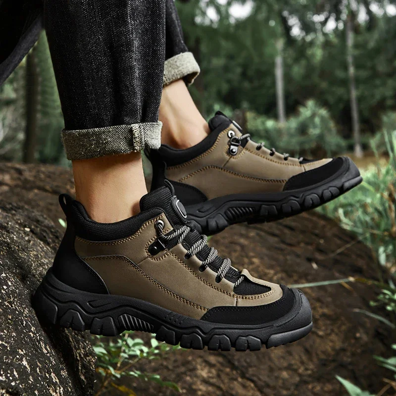

Универсальные мужские базовые ботинки на шнуровке, мужская удобная прогулочная обувь из натуральной кожи, новинка 2025, модные зимние ботинки, мужские повседневные ботинки