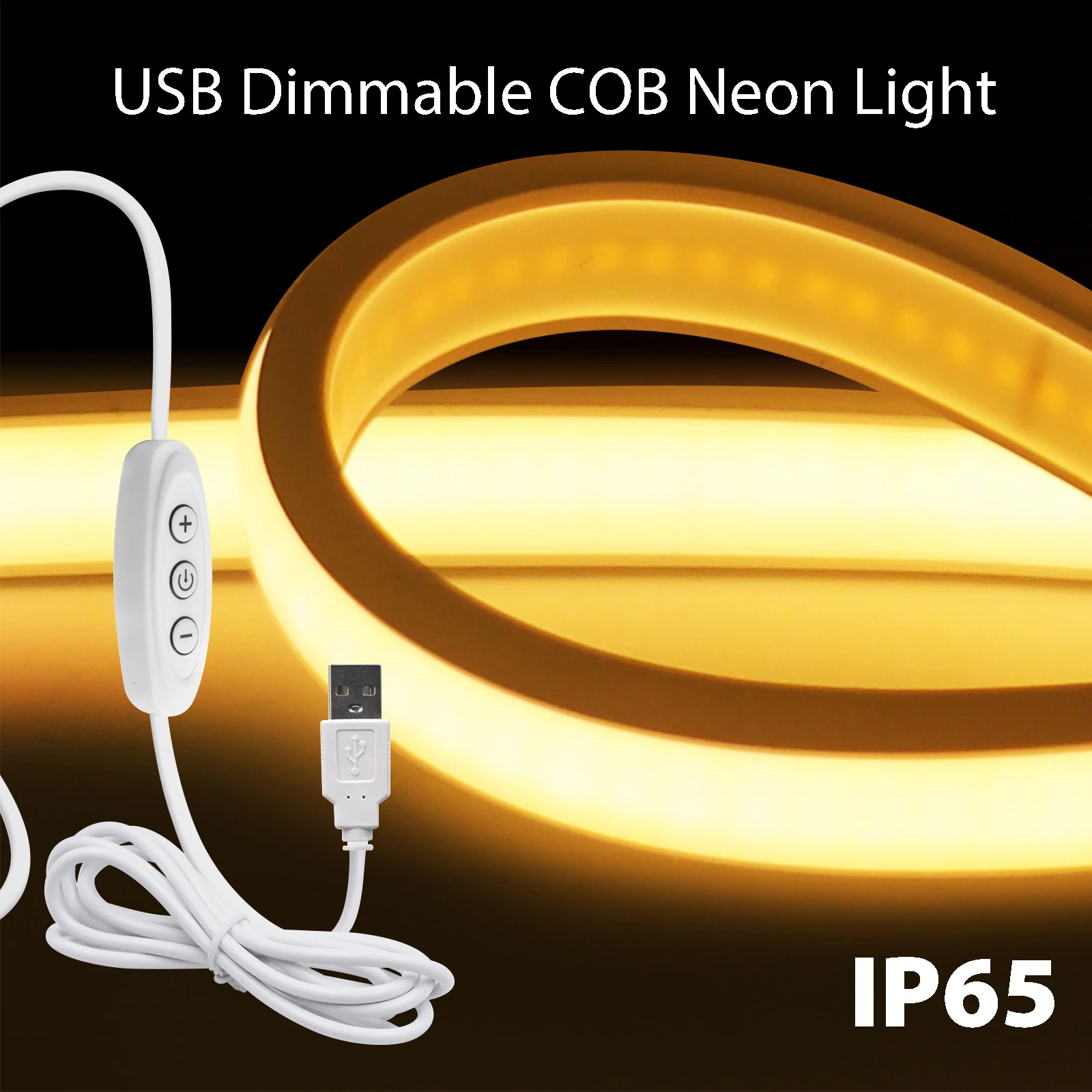 5V USB Dimmable Neon LED COB Strip Lights Waterproof 320LEDs/M Soft Neon Rope Light Strip for Bedroom Cabinet Kitchen Lighting