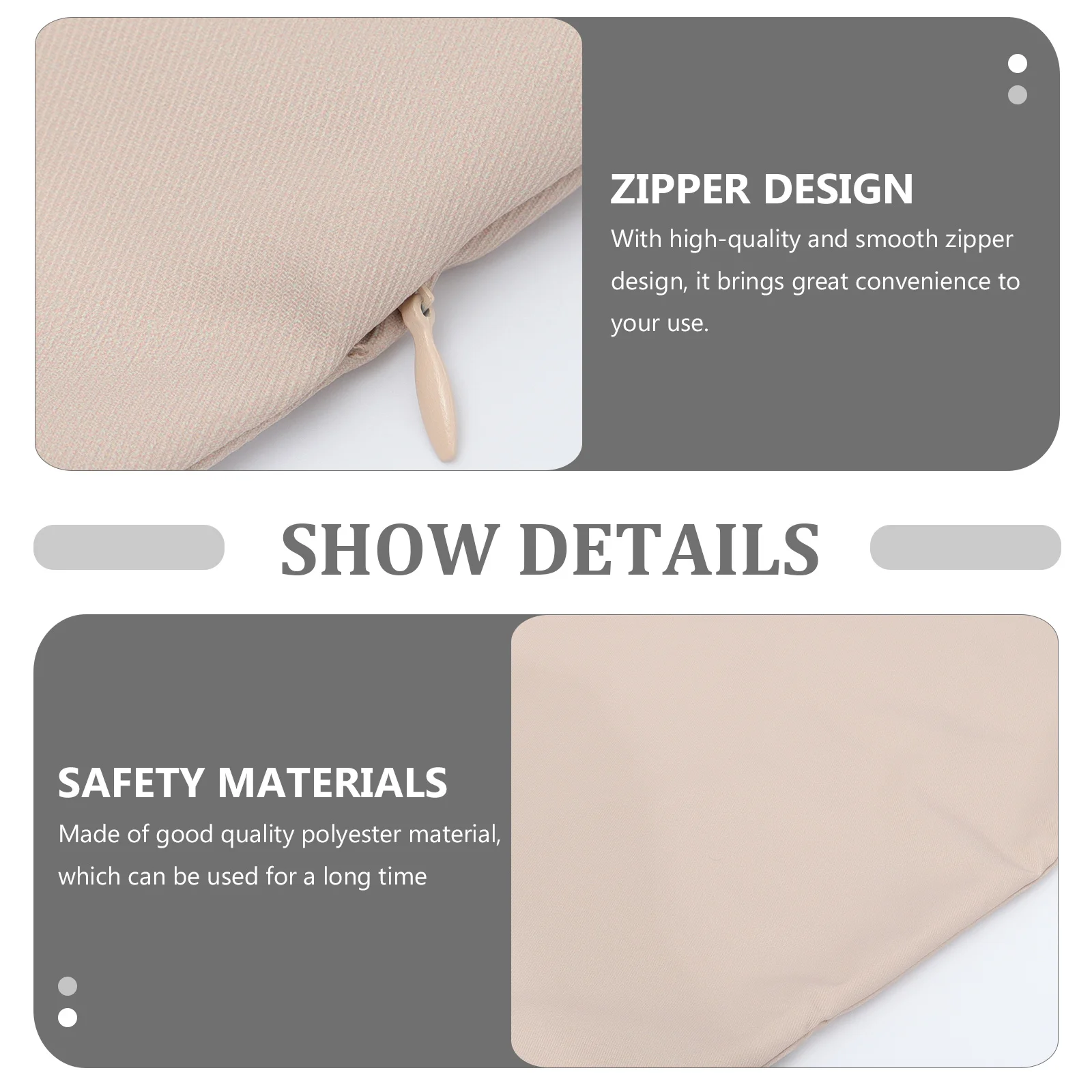 

2Pcs Waterproof Pillow Covers Khaki Polyester Smooth Surface Zipper Sofa Car Pillow Protector Outdoor