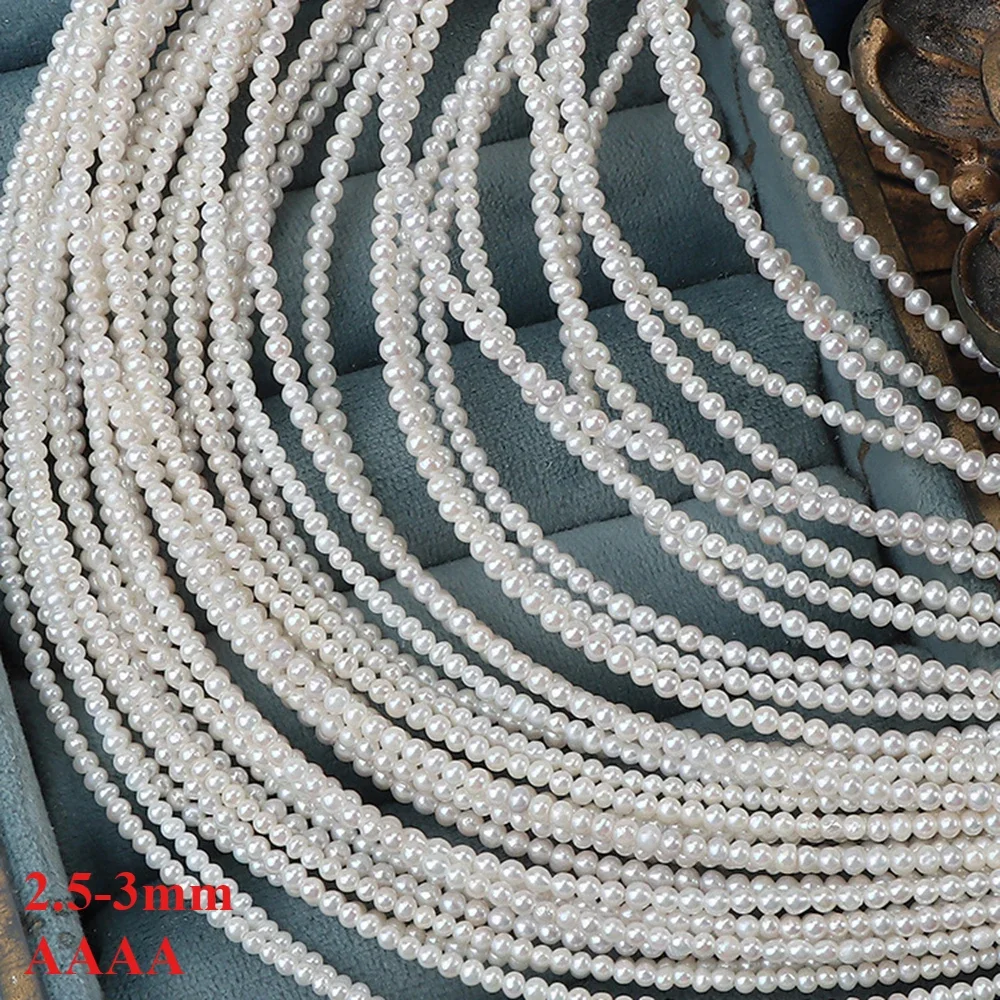 2.5-3mm 4A Natural Freshwater Round White Pearl Isolated Loose Bead Exquisite Women Jewelry DIY Necklace Bracelet Accessories