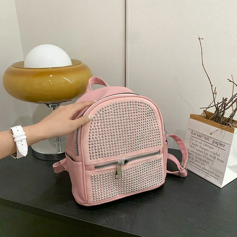 Personalised Rhinestone Backpack For Women Fashion Large Capacity Shoulder Bag Travel Shopping Rucksack Female Trendy Handbag