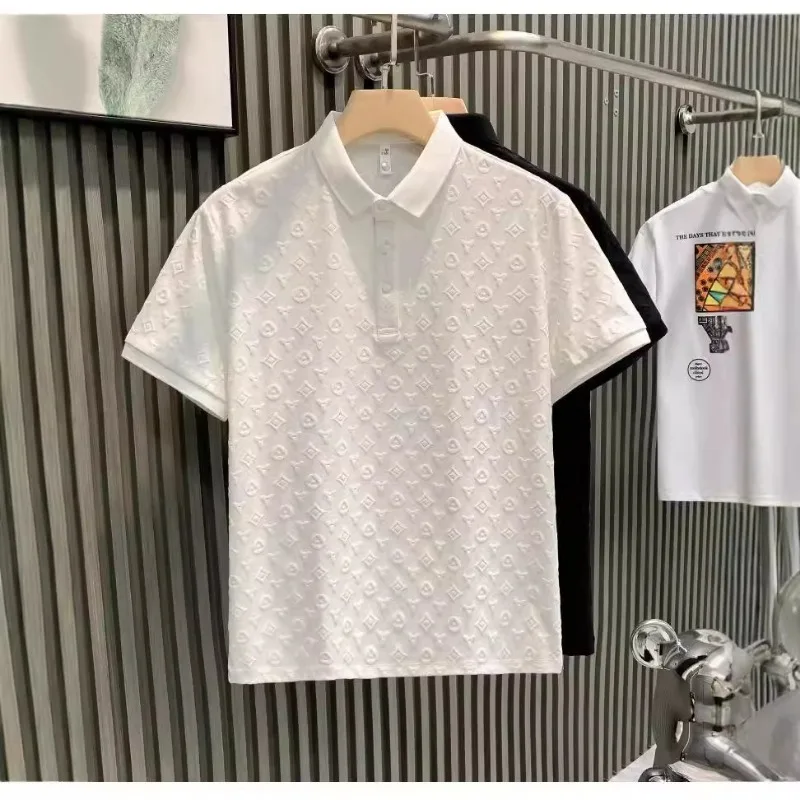 New Summer Fashion Men Polo Shirts Letter Printed Half Collar Short Sleeve Casual Breathable Streetwear Men Shirts Tops image 4