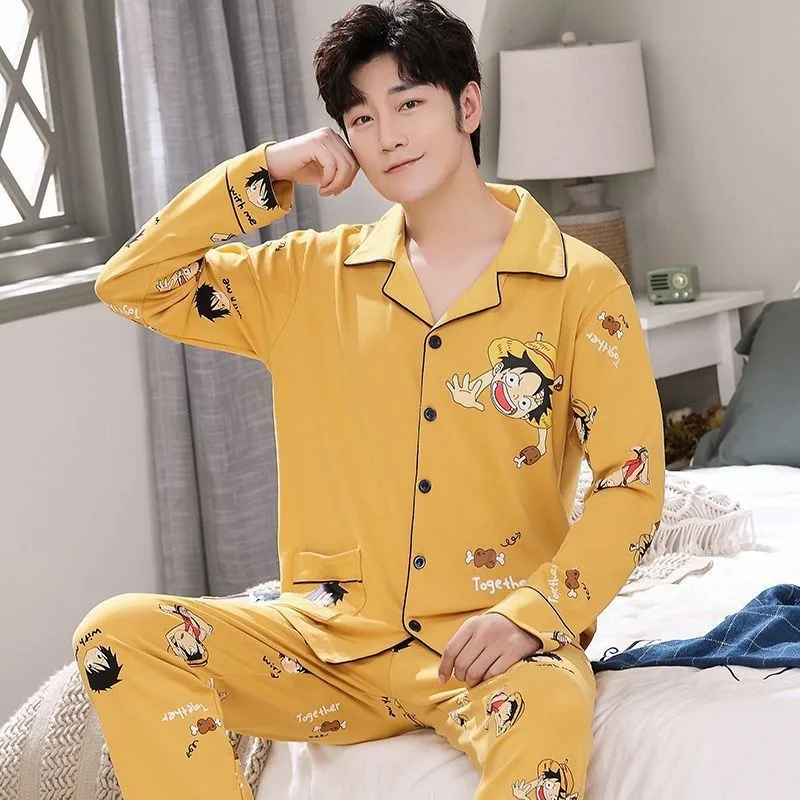 

Anime One Piece Luffy Pajamas Set Soft Comfortable Outside Cotton Pyjama Suit Loose Home Can Worn Outside Clothes Birthday Gift
