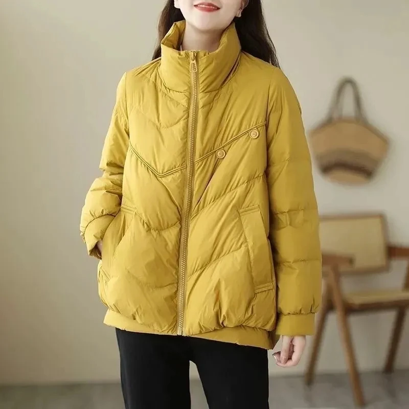 

2023Autumn Winter White Duck Down Korean Down Jacket Women's New Cotton-Padded Clothes Fashionable Parkas Coat Slim Female Tops