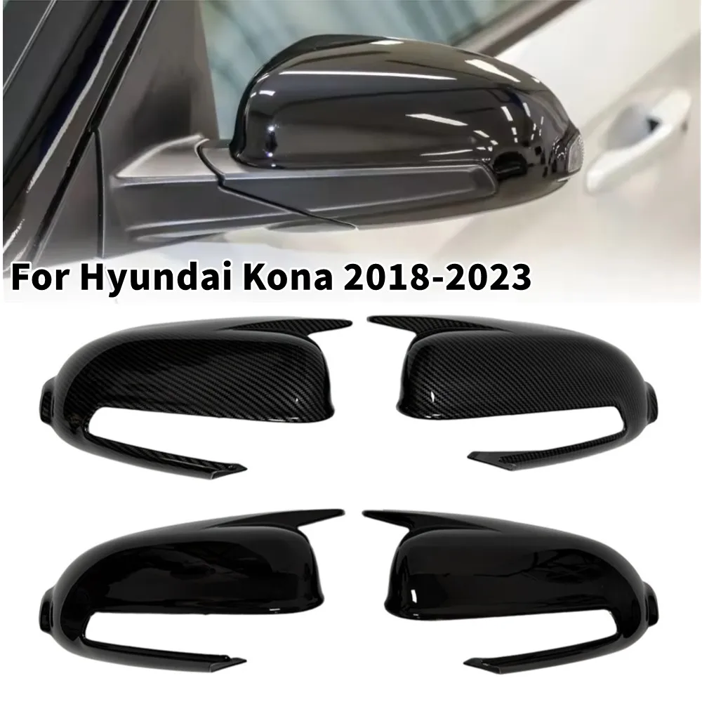 

Pair For Hyundai Kona 2018-2023 Rearview Side Mirror Cover Wing Cap Exterior Door Rear View Trim Car Decoration Accessories