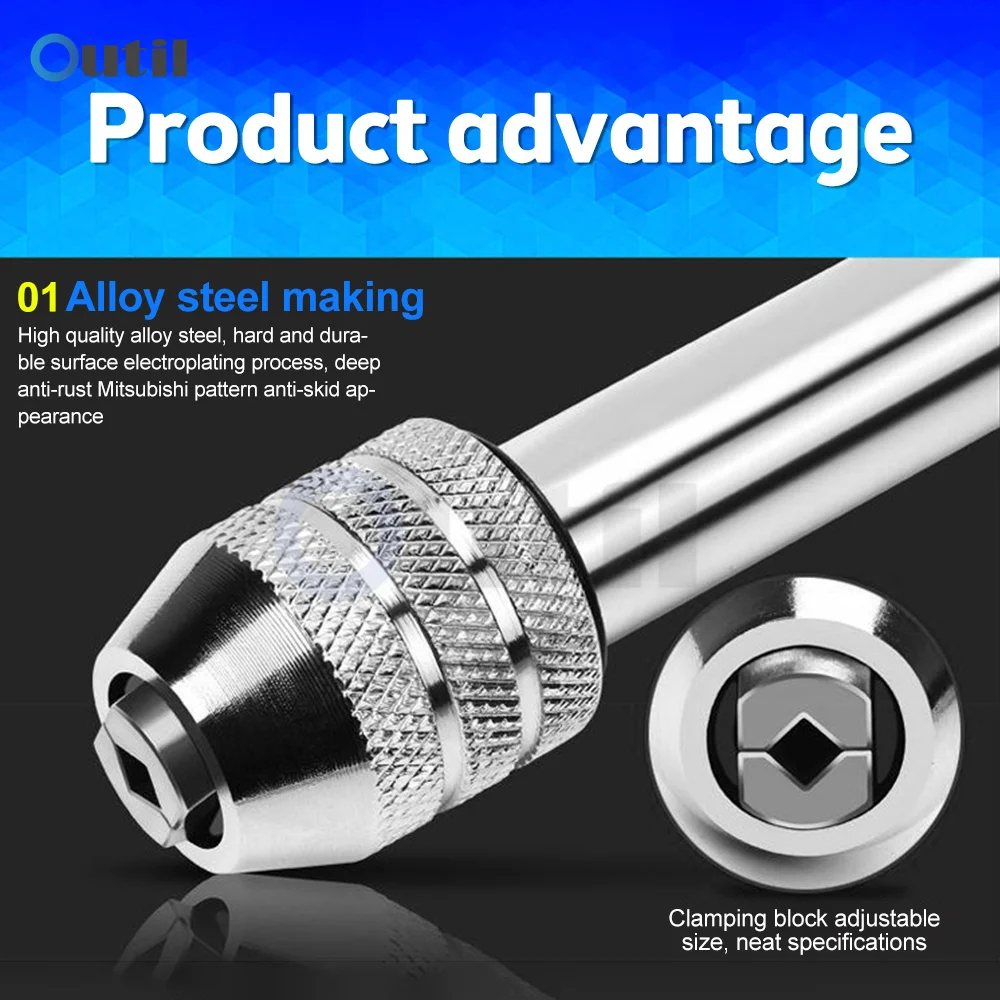 1pcs Adjustable Silver T-Handle Ratchet Tap Holder Wrench for M3-M8 3mm-8mm Machine Screw Thread Metric Plug T-shaped Tap