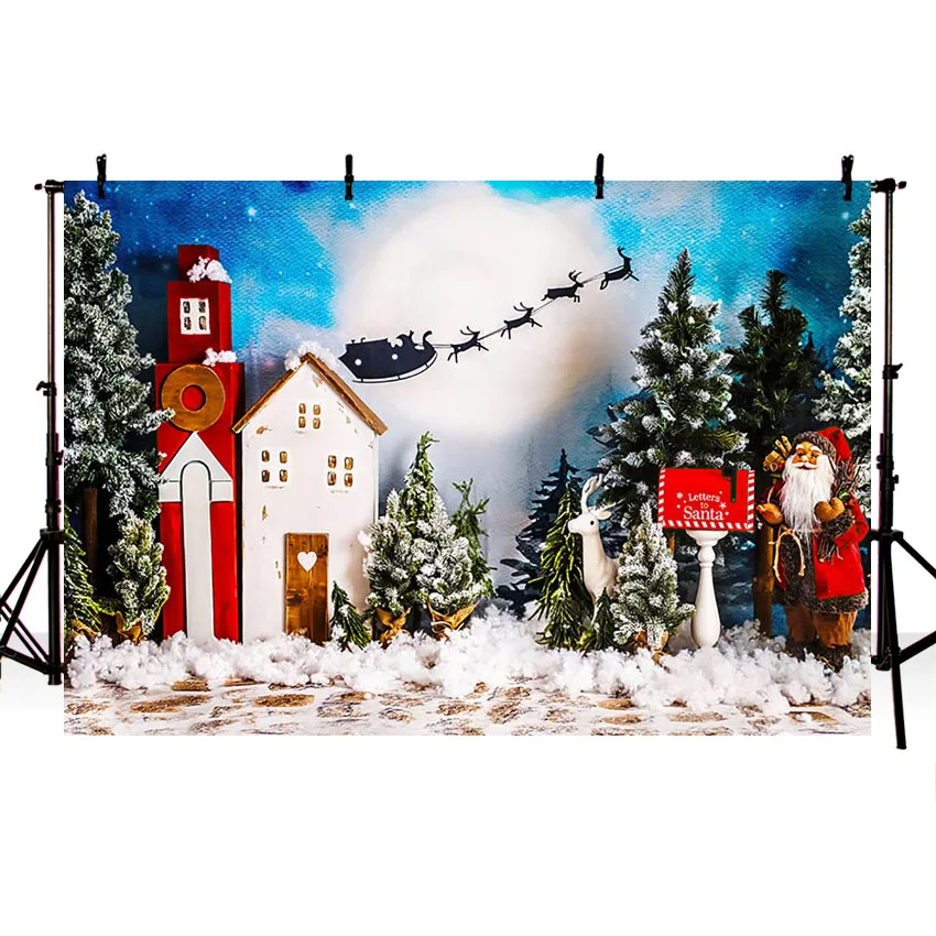 Mehofond Photography Background Christmas Santa Claus Winter Snow Tree Kids Family Holiday Portrait Decor Backdrop Photo Studio