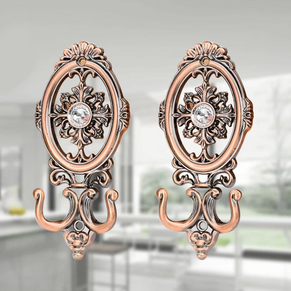 

2 Pieces Curtain Tiebacks Hooks Bronze Metal Decorative Hanger Window Accessories Classic Styling Elegant Room