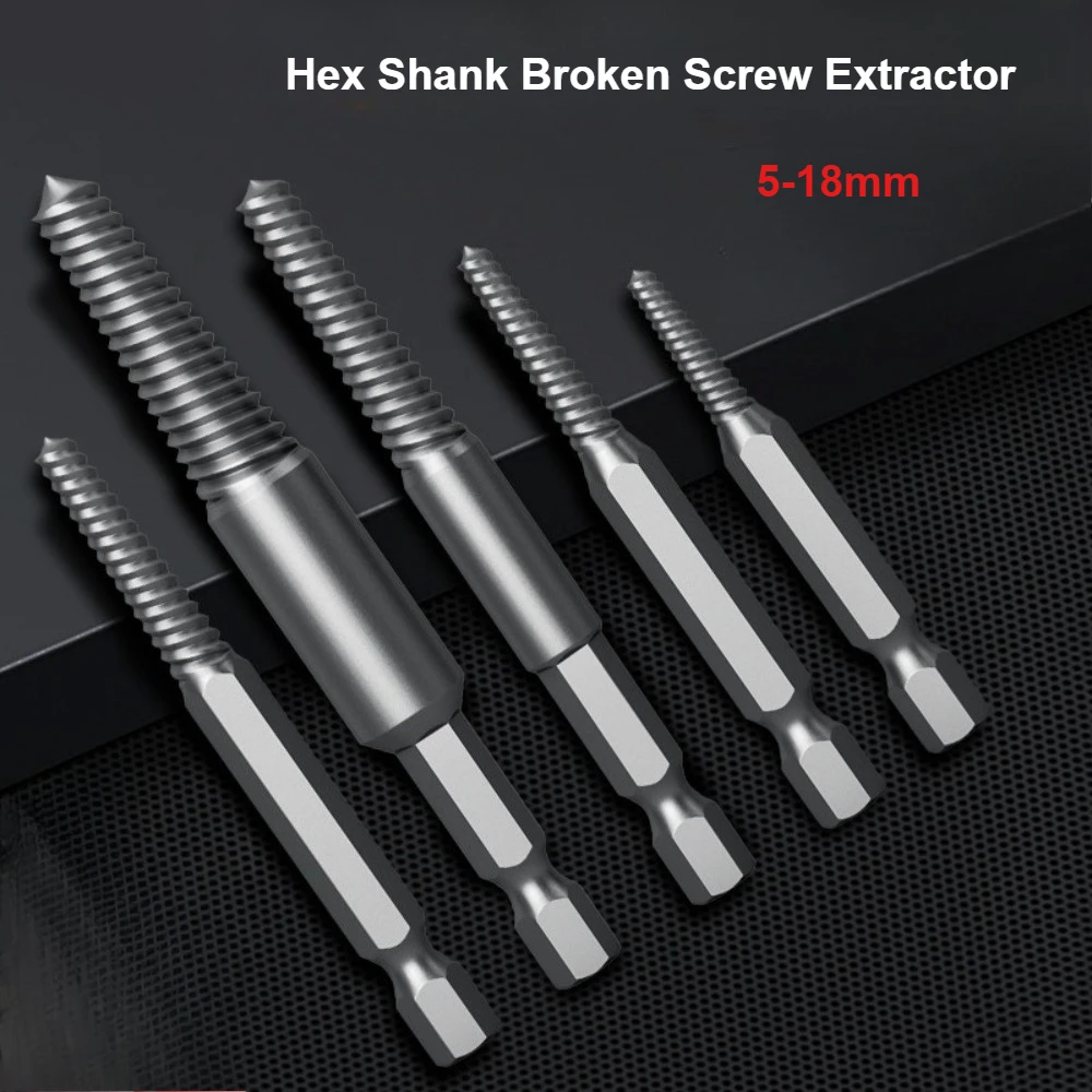 Hex Shank Broken Screw Extractor Damaged Screw Drill Remover Tool Damaged Stud Removal Tool Carbon Steel Hex Shank Spanner Tools