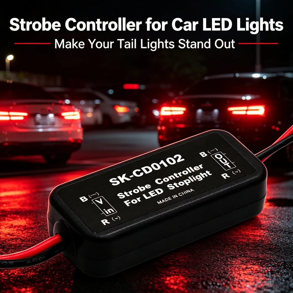 Flash Strobe Controller Flasher Module for Vehicle Motorcycles Cars LED Brake Stop Light Lamp 12-24V Short Circuit Protection