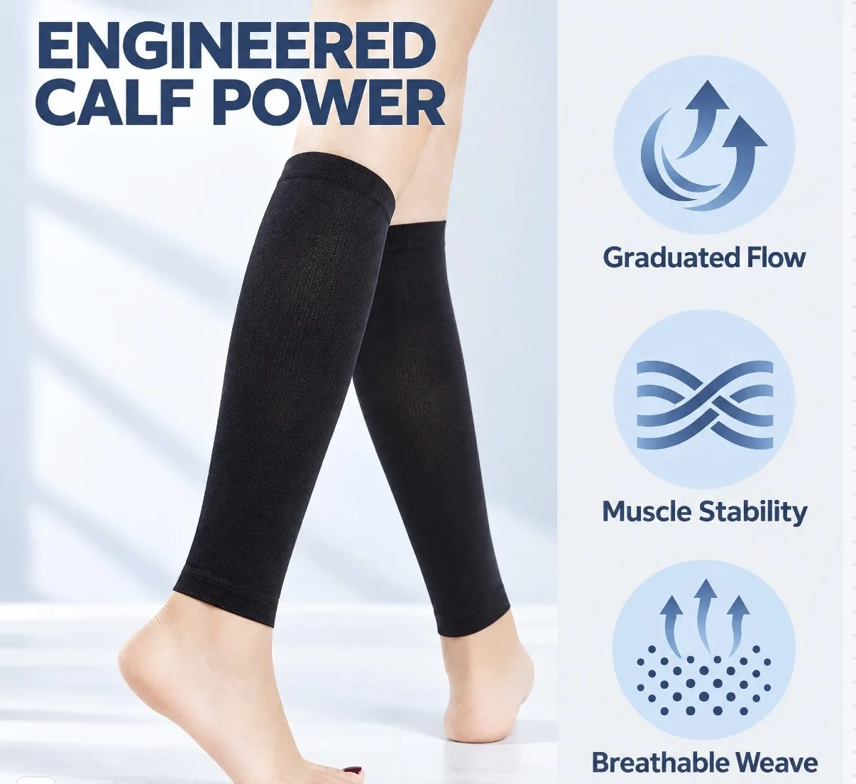 15-20mmHg & 20-30mmHg Graduated Compression Calf Sleeves for Nurses, Travel, Running, Standing All Da