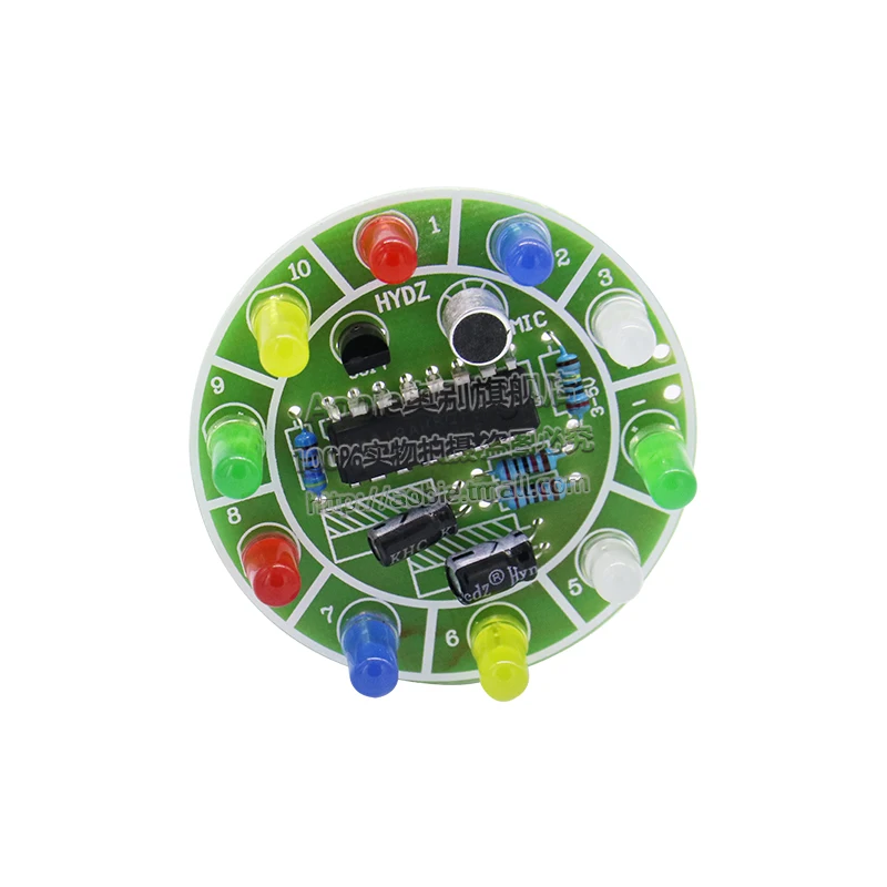 4017 Colorful Voice Control Rotating LED Light Module Fun Learning Kit Circuit Board Electronic Production DIY Parts