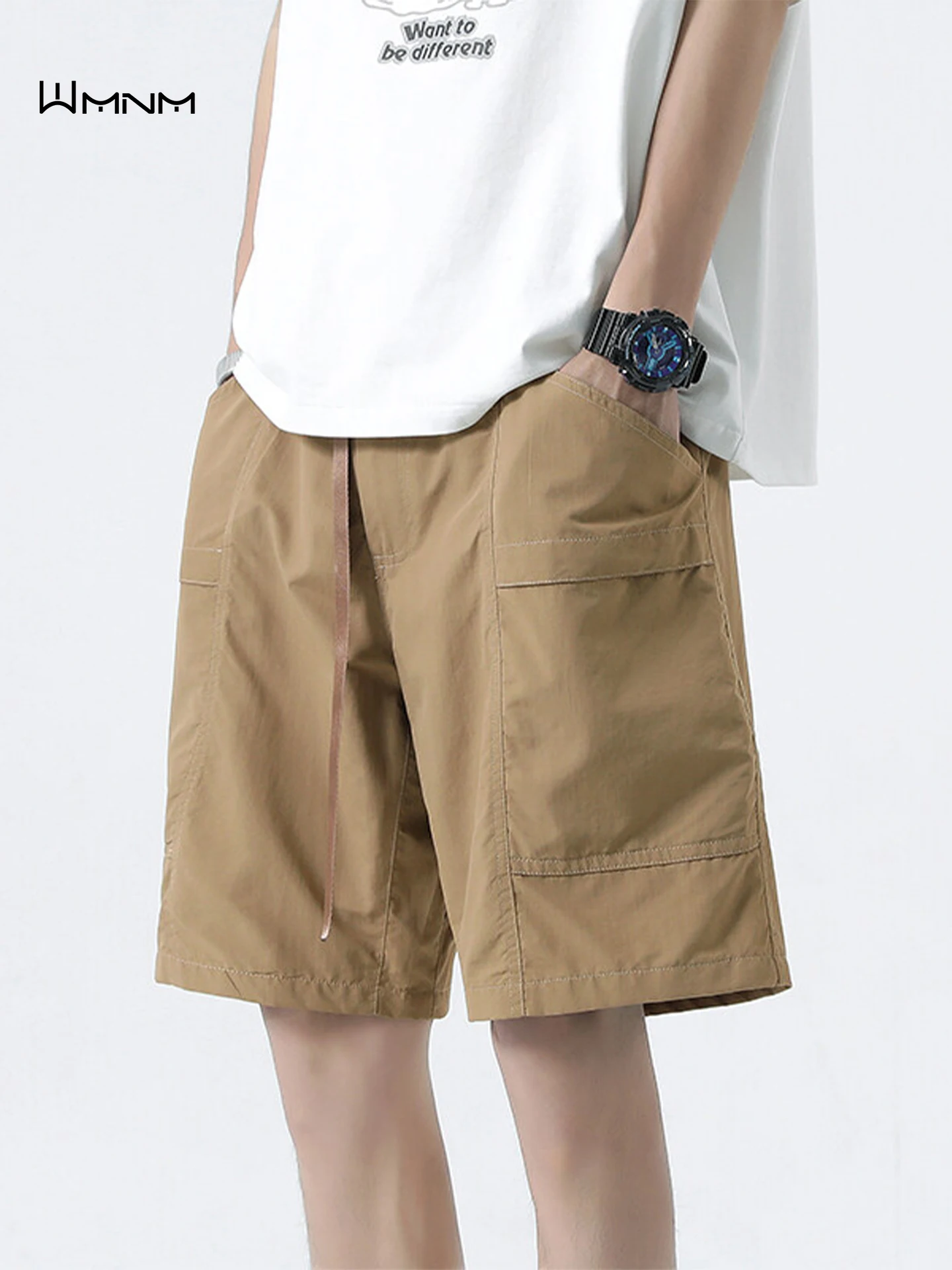 

Мужские летние повседневные брюки-капри с поясом, свободного кроя, для активного отдыха, в американском спортивном стиле, для работы