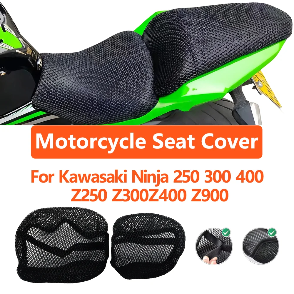 For Kawasaki Ninja 250 300 400 Z250 Z300 Z400 Z900 Motorcycle Accessories 3D Mesh Fabric Cushion Anti-Slip Protection Seat Cover