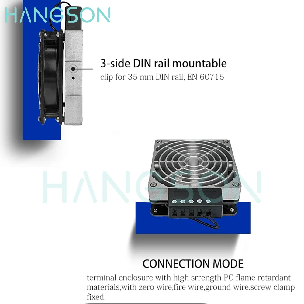 PTC Electric Fan Heater Cabinet 100W 150W 200W HVL 031 Compact Industrial Cast Aluminum Heater For Cabinet