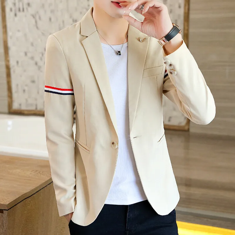 

2025 Men's Casual, Slim Arm Striped blazer