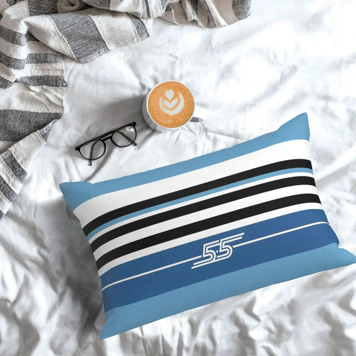 Carlos Sainz 55 Stripe Motif Racing Color Blocks F1 Driver Rectangle Pillowcase Cushion Cover Decor Bedroom Bed Throw Pillow