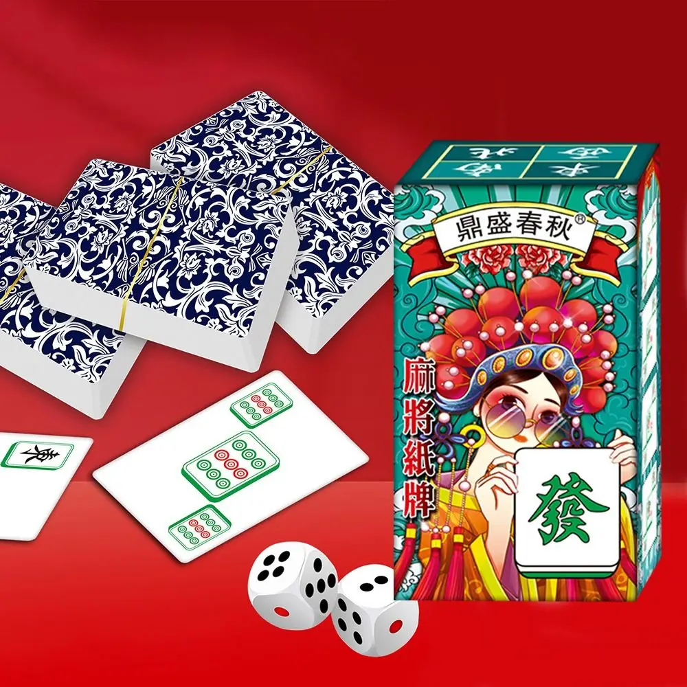 144 cartas/conjunto à prova dwaterproof água mahjong pokers jogando cartas mini caixa-embalado mah jong cartas de papel jogo conjunto mahjong poker cartas viagem