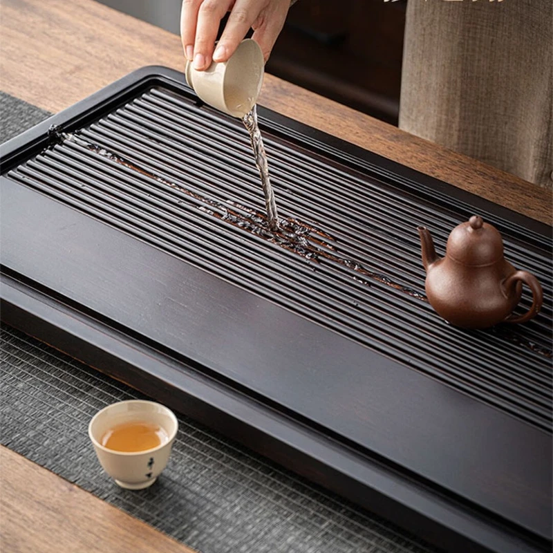 Rectangular Bamboo Tea Tray Drainage Dry Brewing Board for Office Gongfu Tea Set Serving Table Luxury Home Desktop Decor 대나무 차판