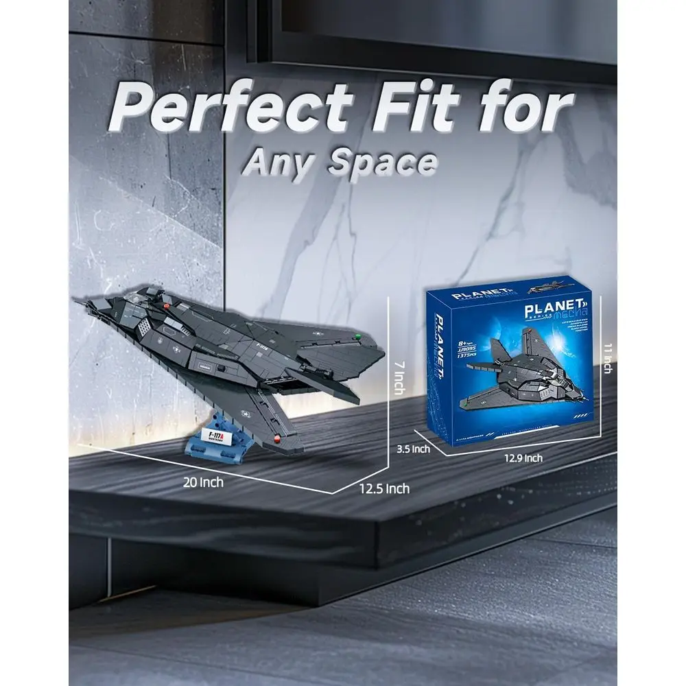 ชุดโมเดลเครื่องบินรบล่องหน 20 F-117A ไนท์ฮอว์ก 1375 ชิ้นสำหรับผู้ใหญ่ พร้อมขาตั้งโชว์ ใช้ร่วมกับเลโก้ได้