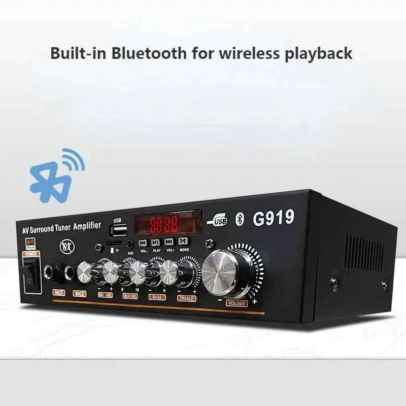 Mini Amplificador de Audio bluetooth amplificador de potencia estéreo FM SD Hifi 2CH Amp amplificador de potencia coche 12V USB tarjeta SD reproductor de MP3