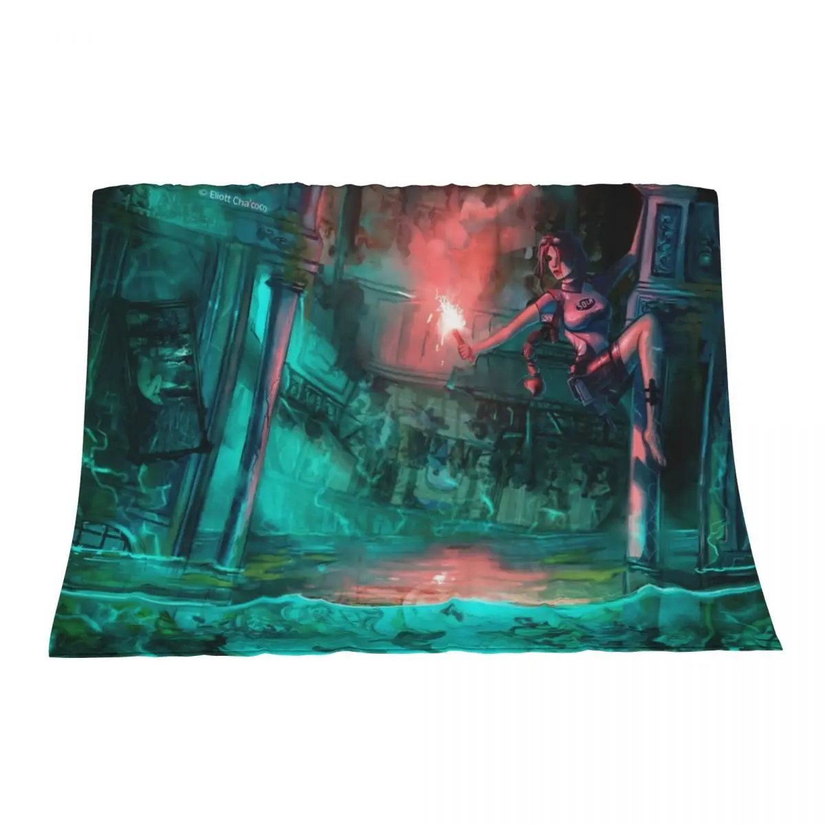 

Wreck of the Maria Doria - Tomb Raider 2 - Lara Croft Art by Eliott Cha'coco Throw Blanket Soft Polar funny gift Blankets