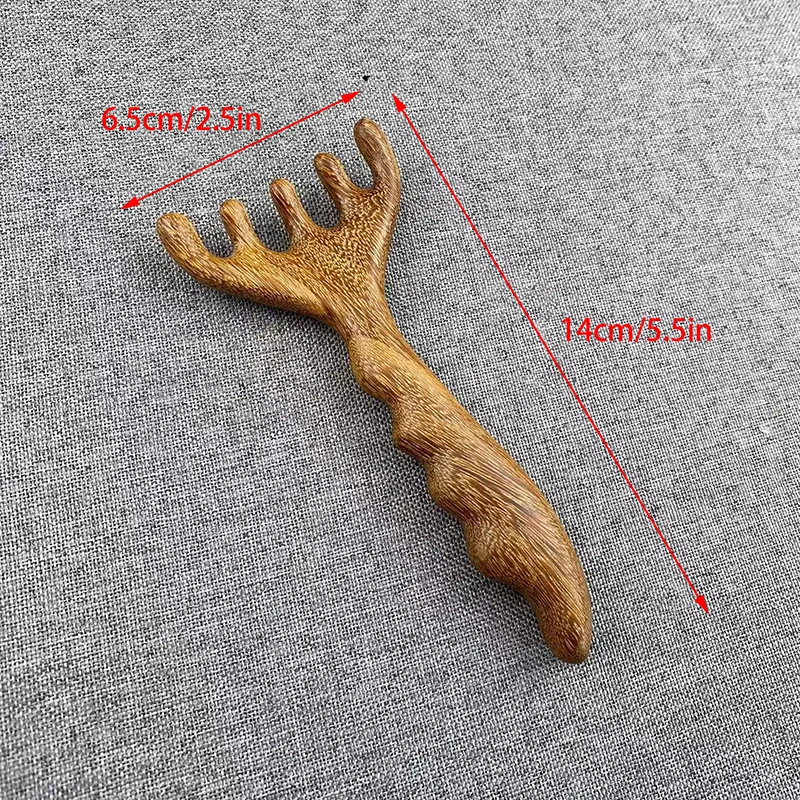 Multifunktionaler Holztherapie-Massagekamm Kopfhaut-Massagegerät Natürliches Sandelholz Kreiszahniger Guasha-Schaber Körpermassagegerät – Detail 6