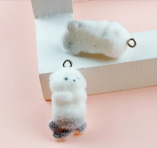 20pcs 3D Cute Flocking Charms Animal Pendant for Jewelry Making Mobile phone accessories Earring  Accessories Wholesale