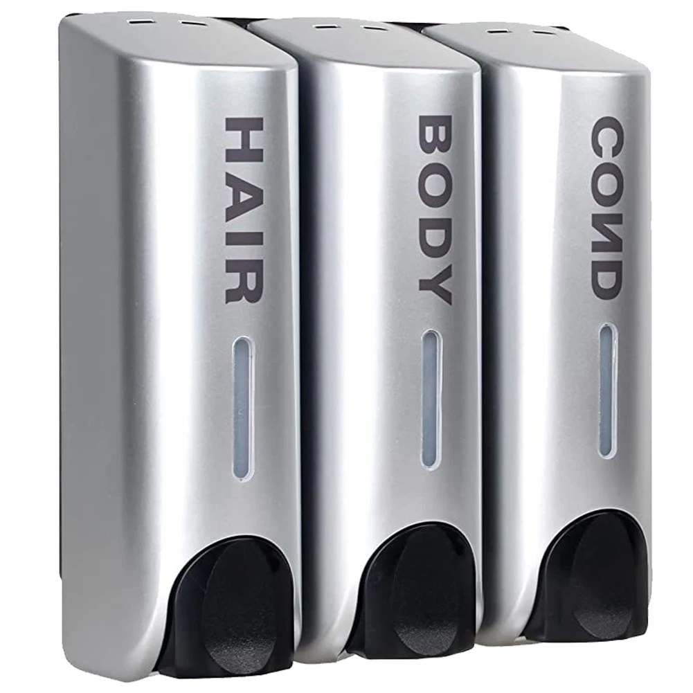 

Тройной дозатор для шампуня и геля для душа объемом 350 мл, термостойкий, настенный, большой емкости, для ванной комнаты