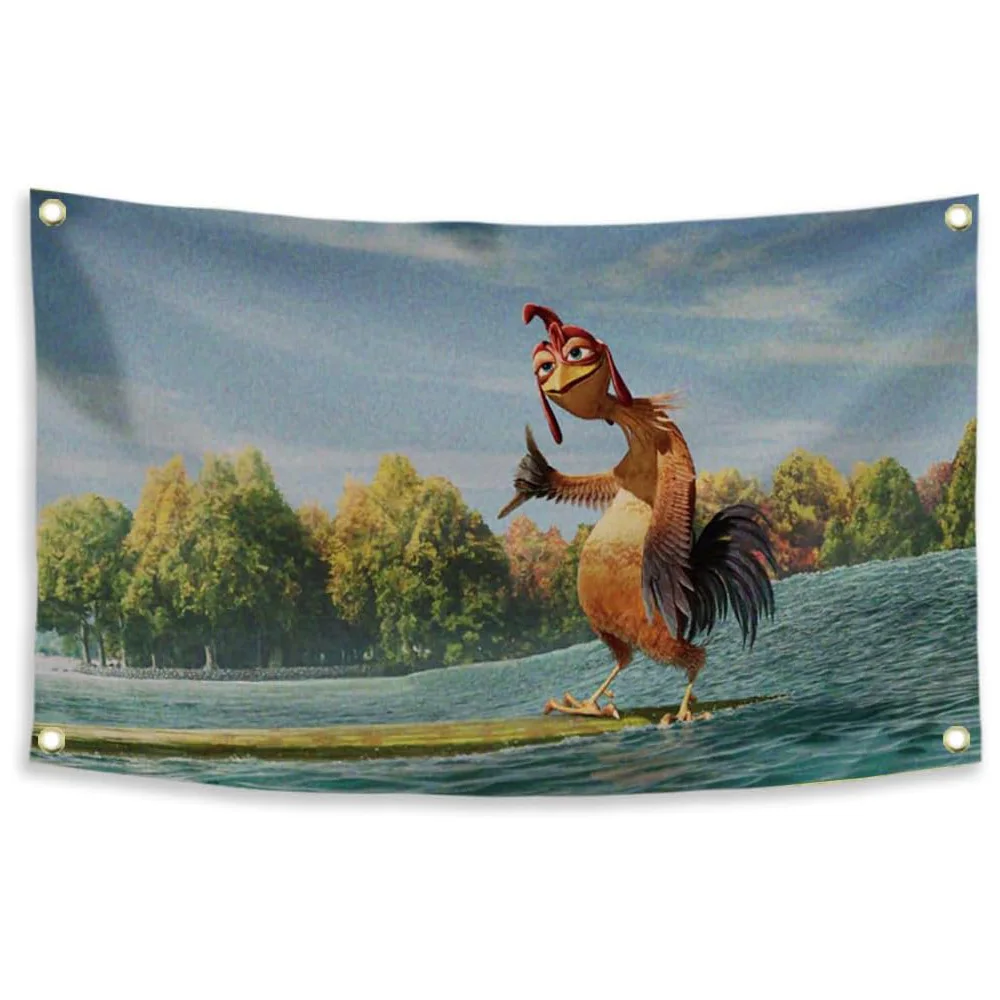 Chicken Flag 3x5Ft Meme Funny Surfs Up Poster Cool Bannet for College Dorm Room Guys Man Cave Frat Bedroom Decor Tapestry