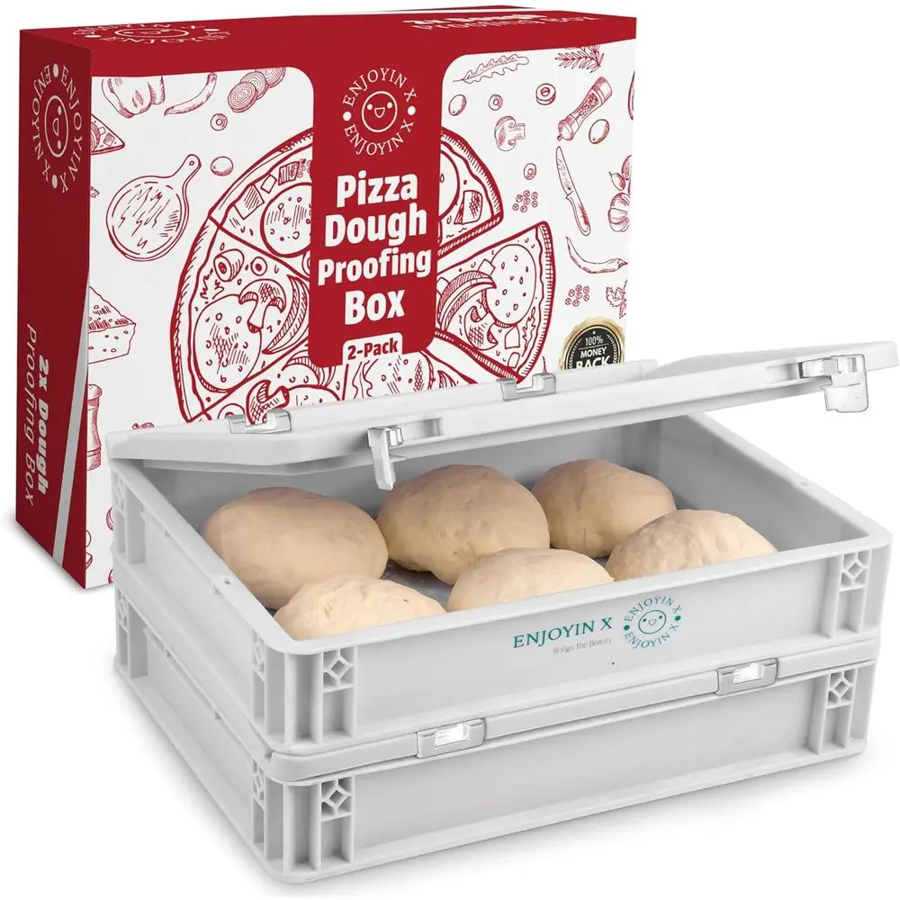 

Герметичный контейнер для расстойки теста с крышкой - Штабелируемый лоток для пиццы, хлеба, закваски - 16 x 12 x 3.5, белый
